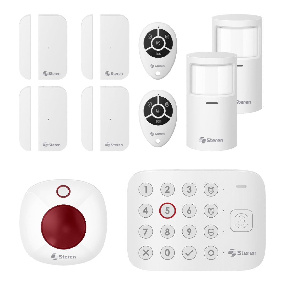 Sistema de seguridad Wi-Fi* con panel numérico, alarma, 6 sensores y 2 controles remotos / SHOME-2400