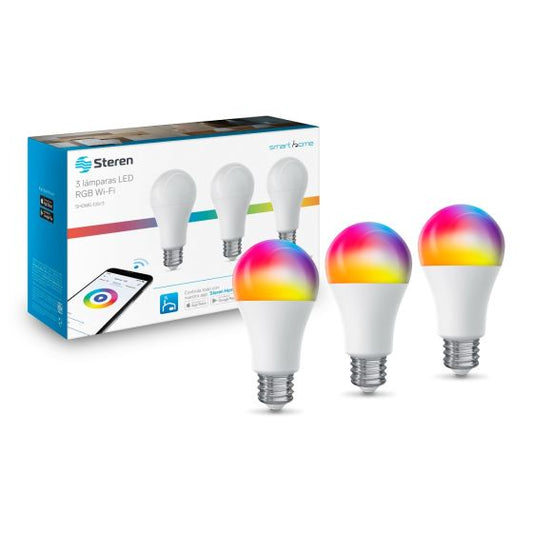 3 focos LED Wi-Fi* multicolor, de 10 W / SHOME-120/3