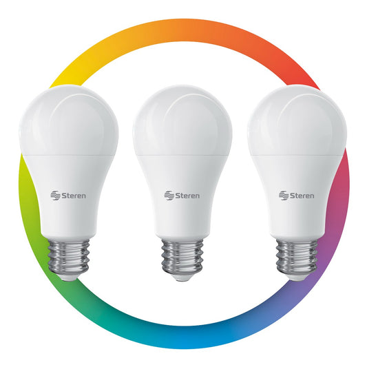 3 focos LED Wi-Fi* multicolor, de 10 W / SHOME-120/3