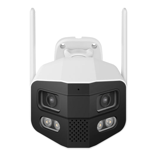 Cámara de seguridad Wi-Fi* / Ethernet panorámica 180° de doble lente 2 Mpx + 2 Mpx fija, para exterior / CCTV-236