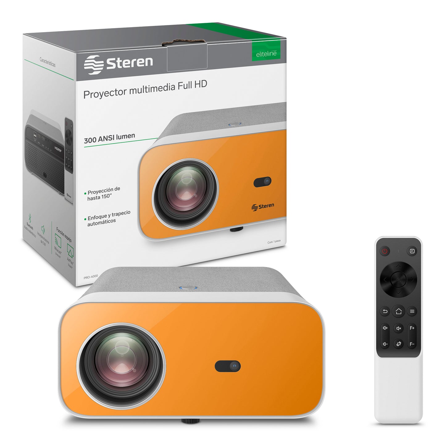 Proyector multimedia Full HD de 11 000 lm (300 ANSI lm) con función espejo, Bluetooth, ajuste automático de enfoque y trapecio y sistema óptico sellado / PRO-4000