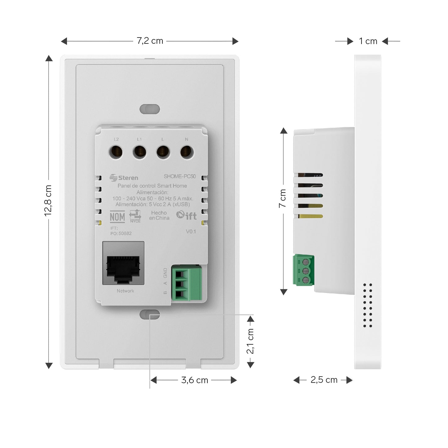 Panel inteligente con apagador doble, compatible con Alexa /  SHOME-PC50