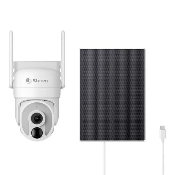 Cámara de seguridad Wi-Fi 6,4 Mpx robotizada con panel solar, para exterior, compatible con asistentes de voz / CCTV-645
