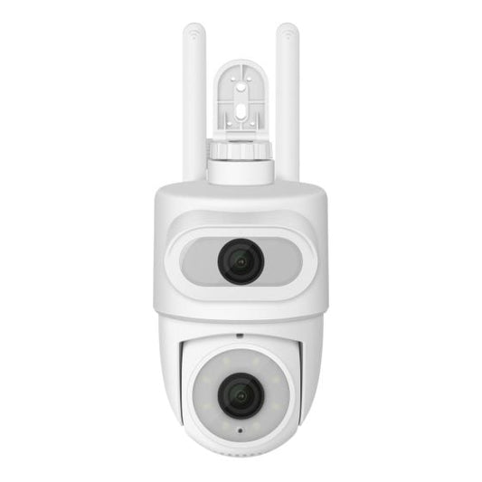Cámara de seguridad Wi-Fi de doble lente 2 Mpx + 2 Mpx robotizada tipo domo para exterior con seguidor de movimiento, compatible con asistentes de voz / CCTV-632