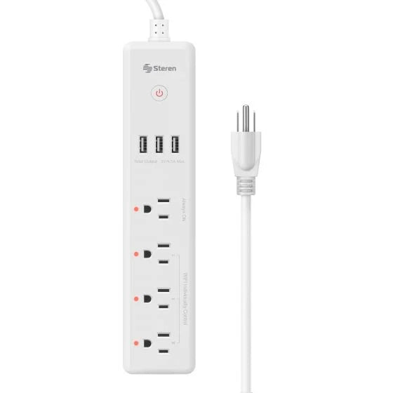 Multicontacto Wi-Fi* de 4 salidas horizontales y triple cargador USB / SHOME-300
