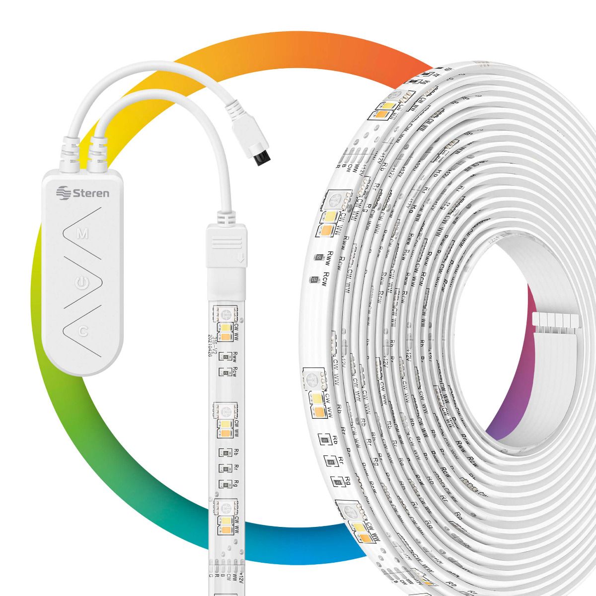 Tira LED Wi-Fi multicolor RGB+W de 5 m para exterior con control remoto / SHOME-1295